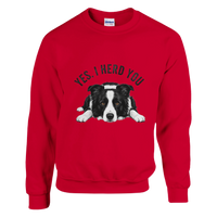 Load image into Gallery viewer, Red - Yes I Herd You Border Collie sweatshirt, plain front view on white
