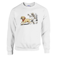 Load image into Gallery viewer, White - Dog Stealing Bone Halloween sweatshirt, plain front view on white
