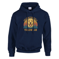 Load image into Gallery viewer, Navy - Life Is Better With a Yellow Lab hoodie, plain front view on white
