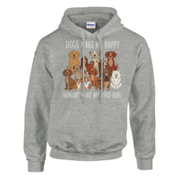 Load image into Gallery viewer, Ash - Dogs Make Me Happy hoodie, plain front view on white
