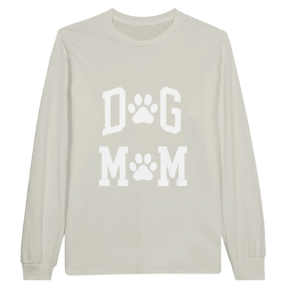 Ash - Dog Mom long sleeve tee, plain front view on white