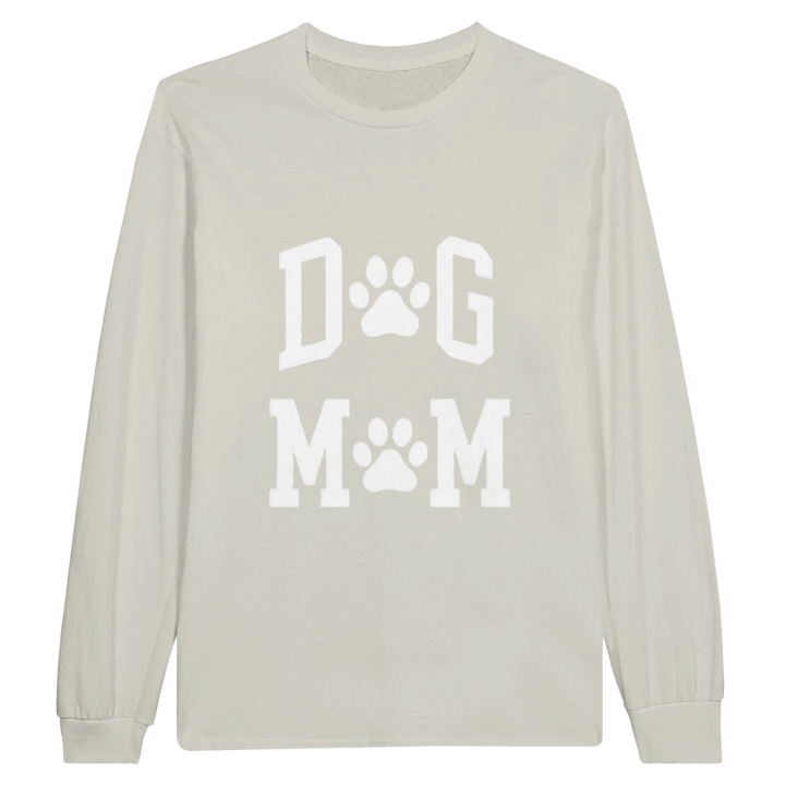 Ash - Dog Mom long sleeve tee, plain front view on white