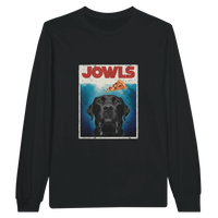 Load image into Gallery viewer, Black - Jowls Black Lab long sleeve tee, plain front view on white
