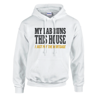 Load image into Gallery viewer, White - My Lab Runs This House hoodie, plain front view on white
