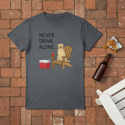 Gray - Never Drink Alone Dog tee, flat lay