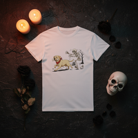 Load image into Gallery viewer, White tee redo - cemetery candlelight
